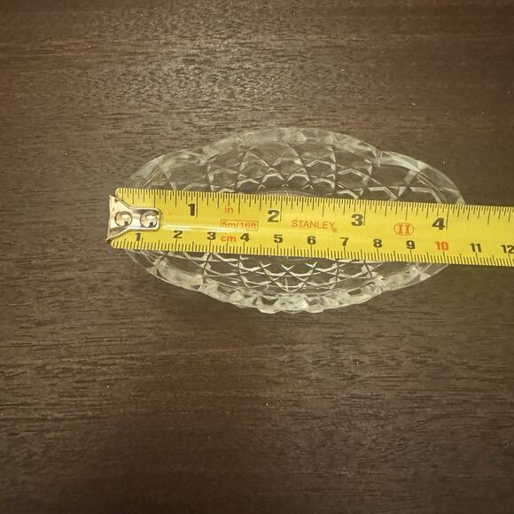 VTG Salt Cellar Oval Clear Glass Open Starburst Star Trinket Dish Candy Bowl - Picture 12 of 14